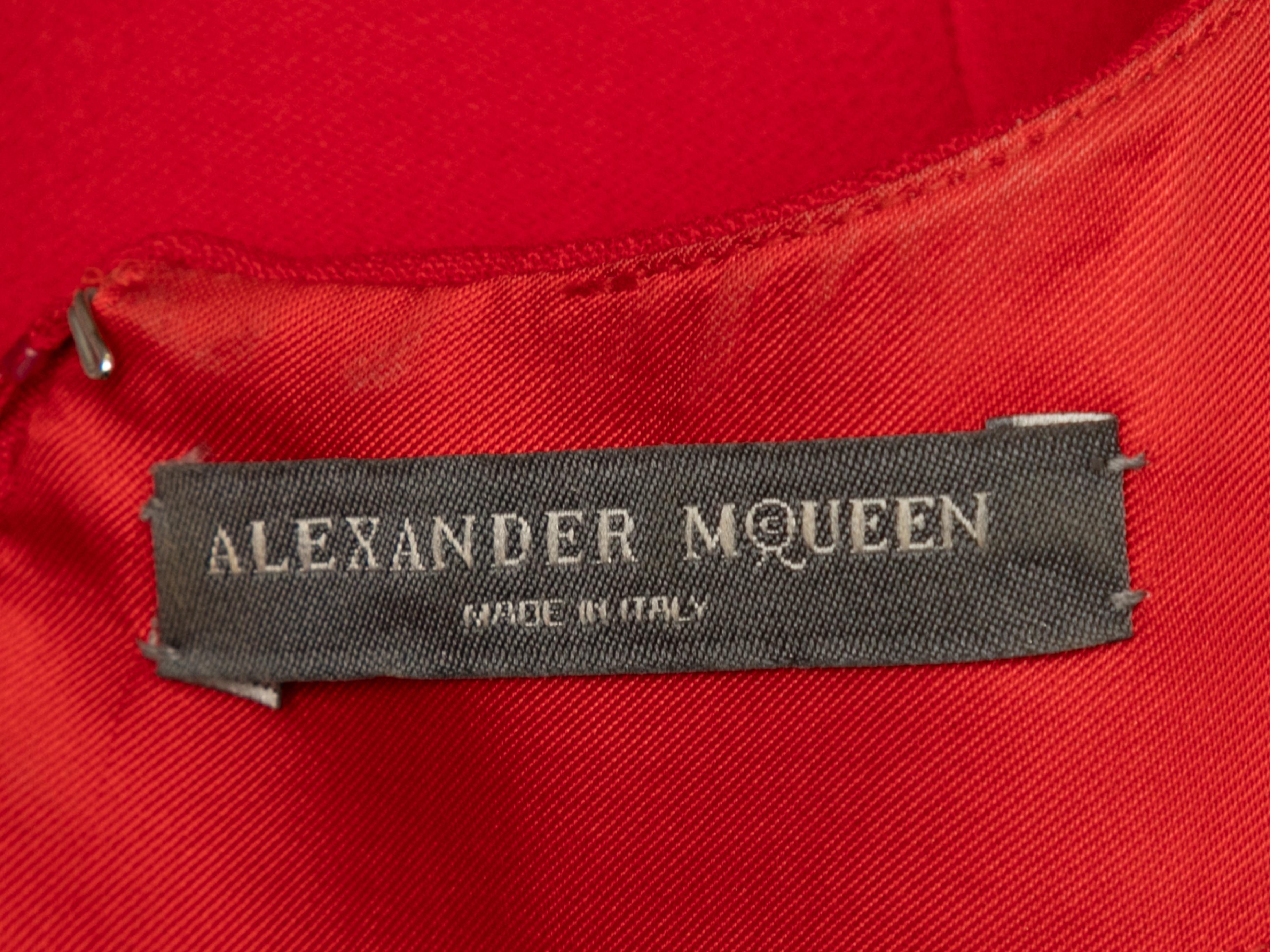 Red Alexander McQueen A-Line Cape Sleeve Dress Size IT 42 1