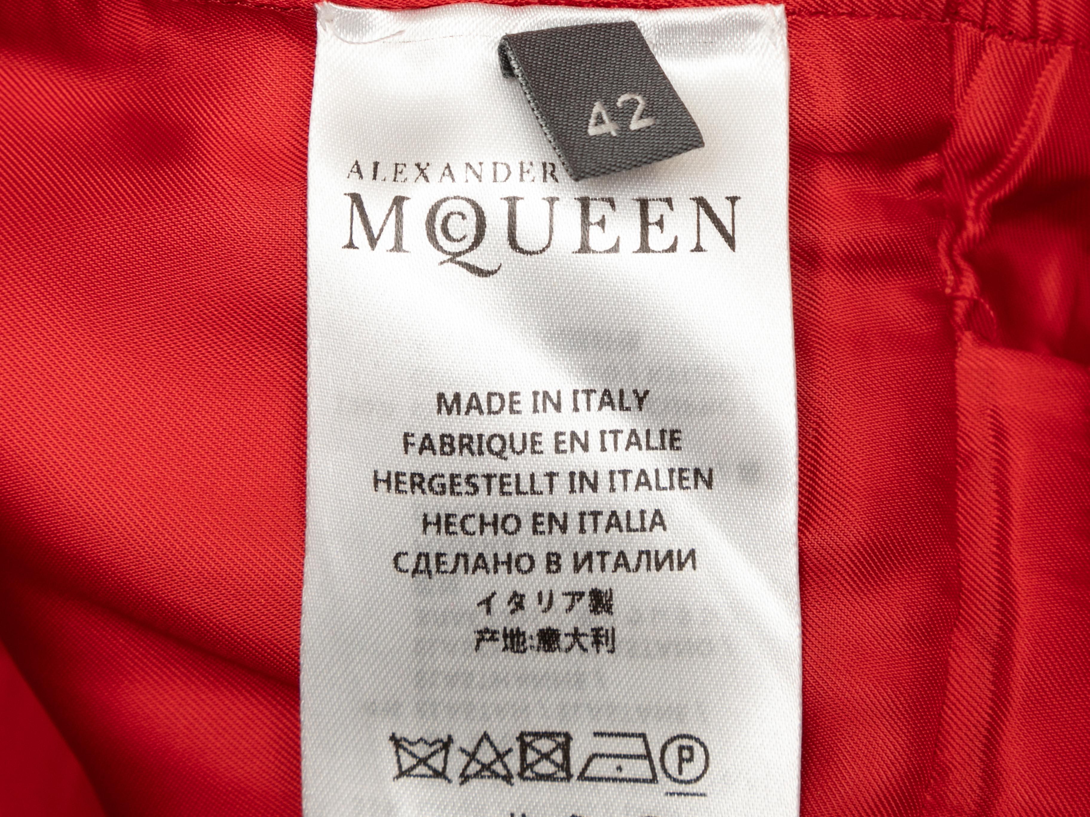 Red Alexander McQueen A-Line Cape Sleeve Dress Size IT 42 2