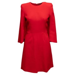 Red Alexander McQueen A-Line Cape Sleeve Dress Size IT 42