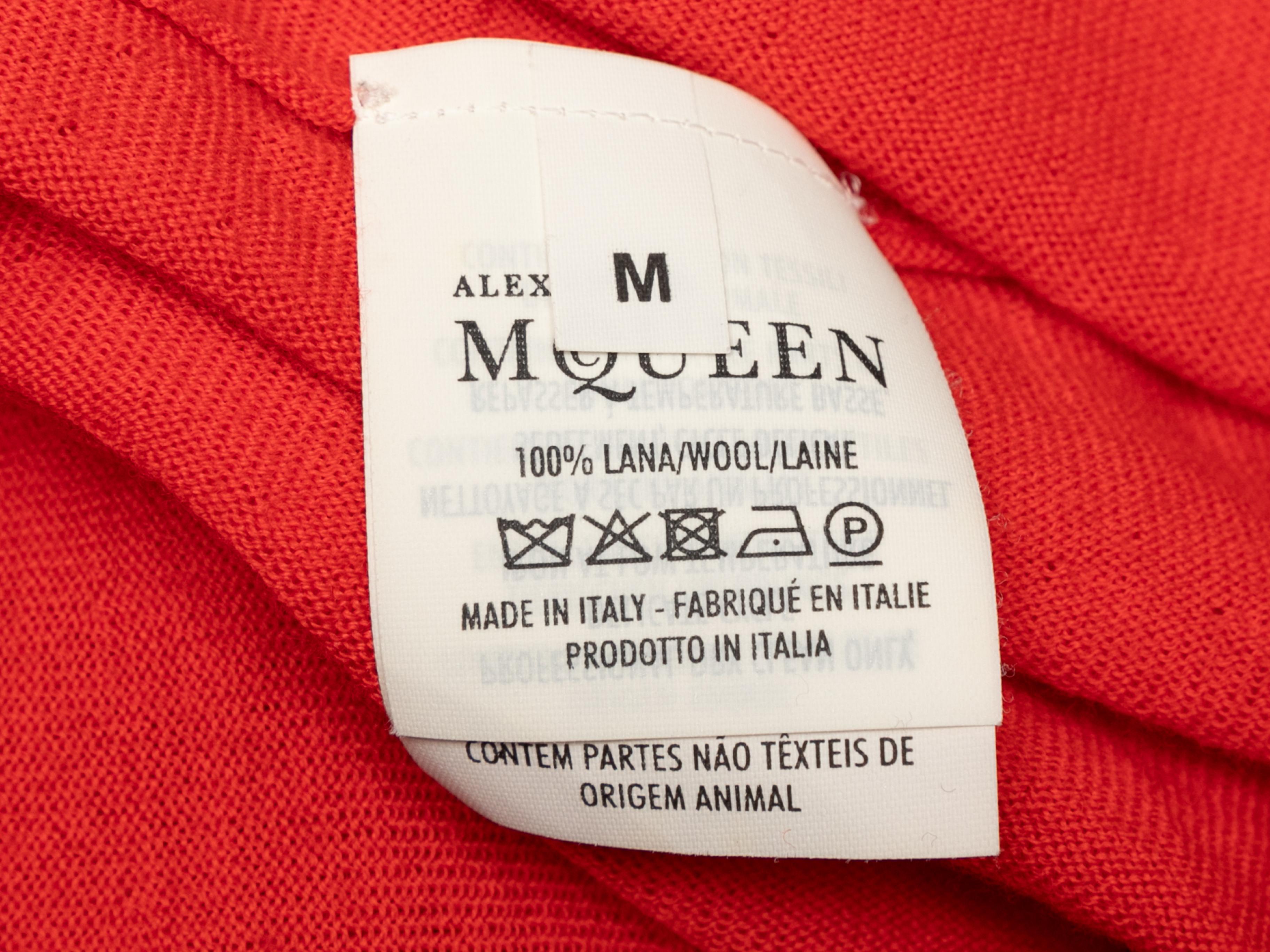 Red Alexander McQueen Wool Peplum Cardigan Size US M In Good Condition For Sale In New York, NY