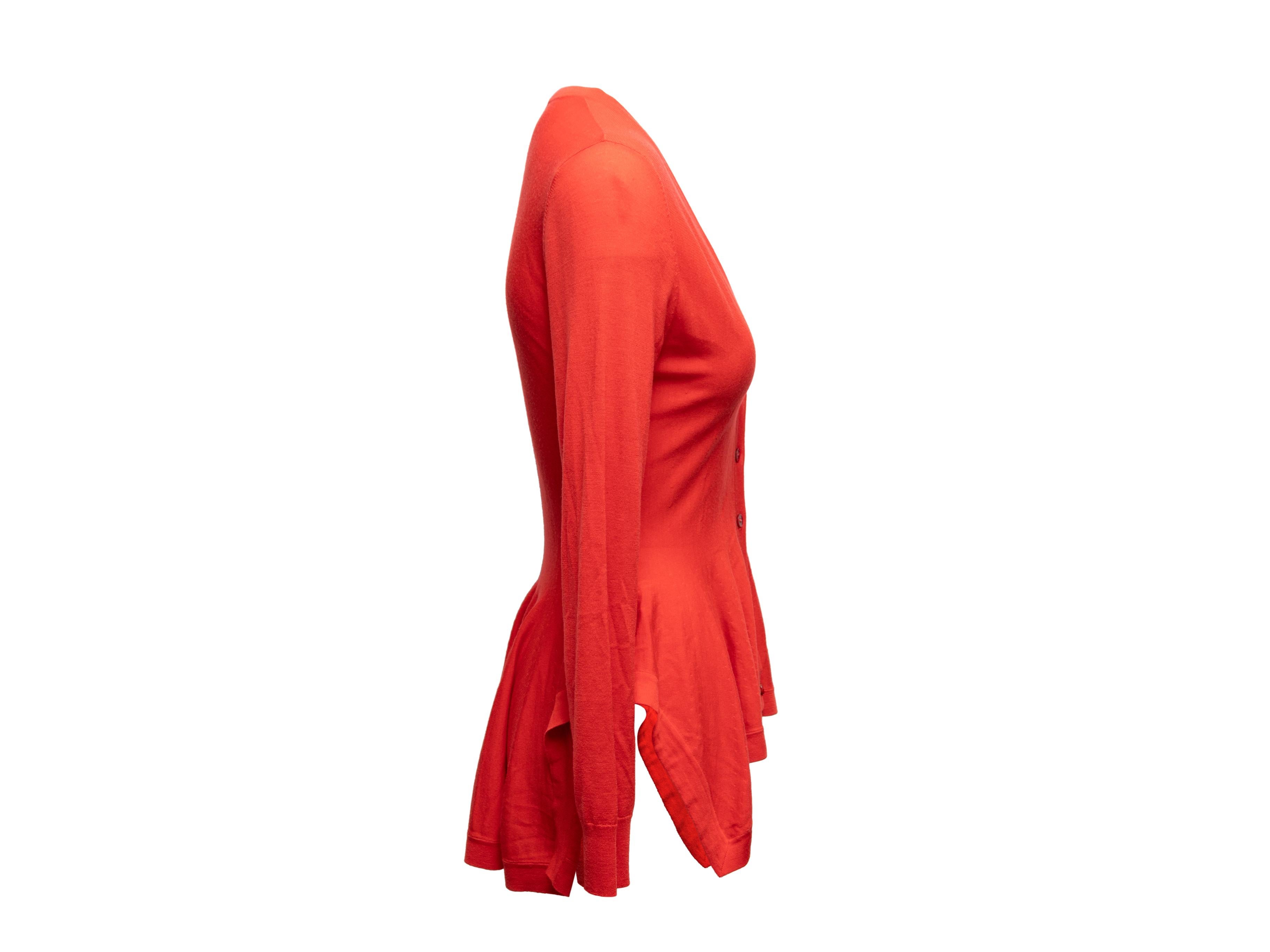 Women's Red Alexander McQueen Wool Peplum Cardigan Size US M For Sale