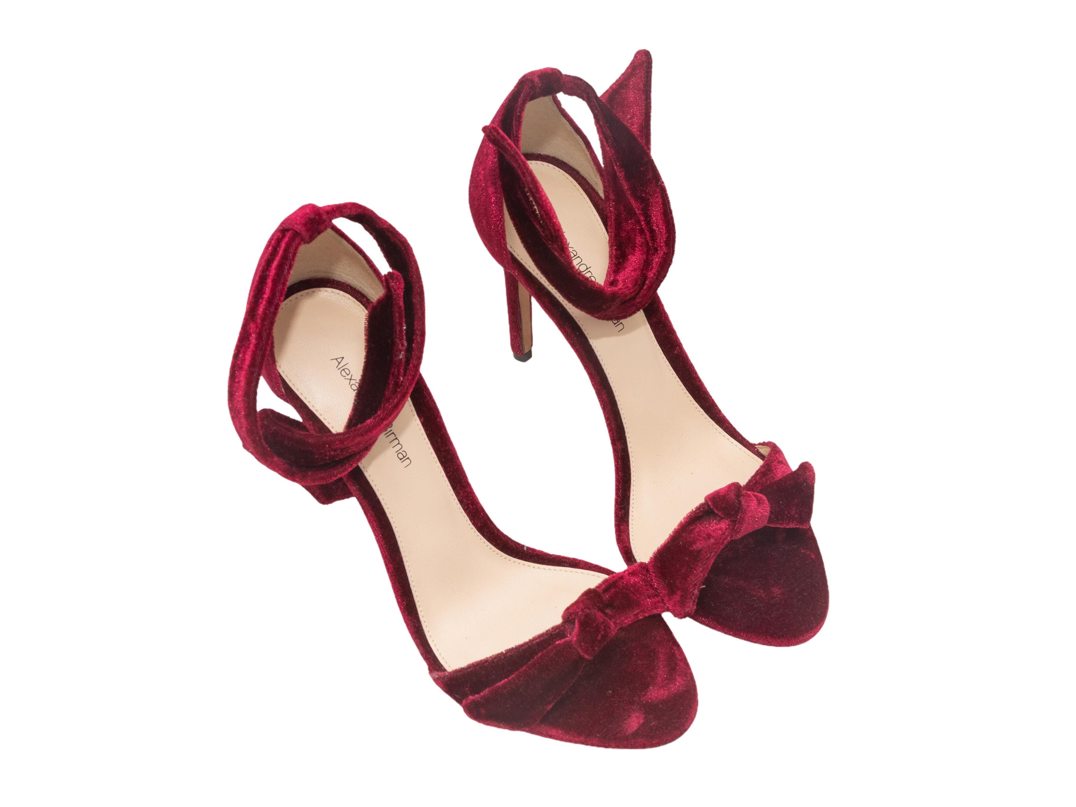 Tacones rojos Alexandre Birman de terciopelo con lazo en el tobillo Talla 36.5 Rojo en venta