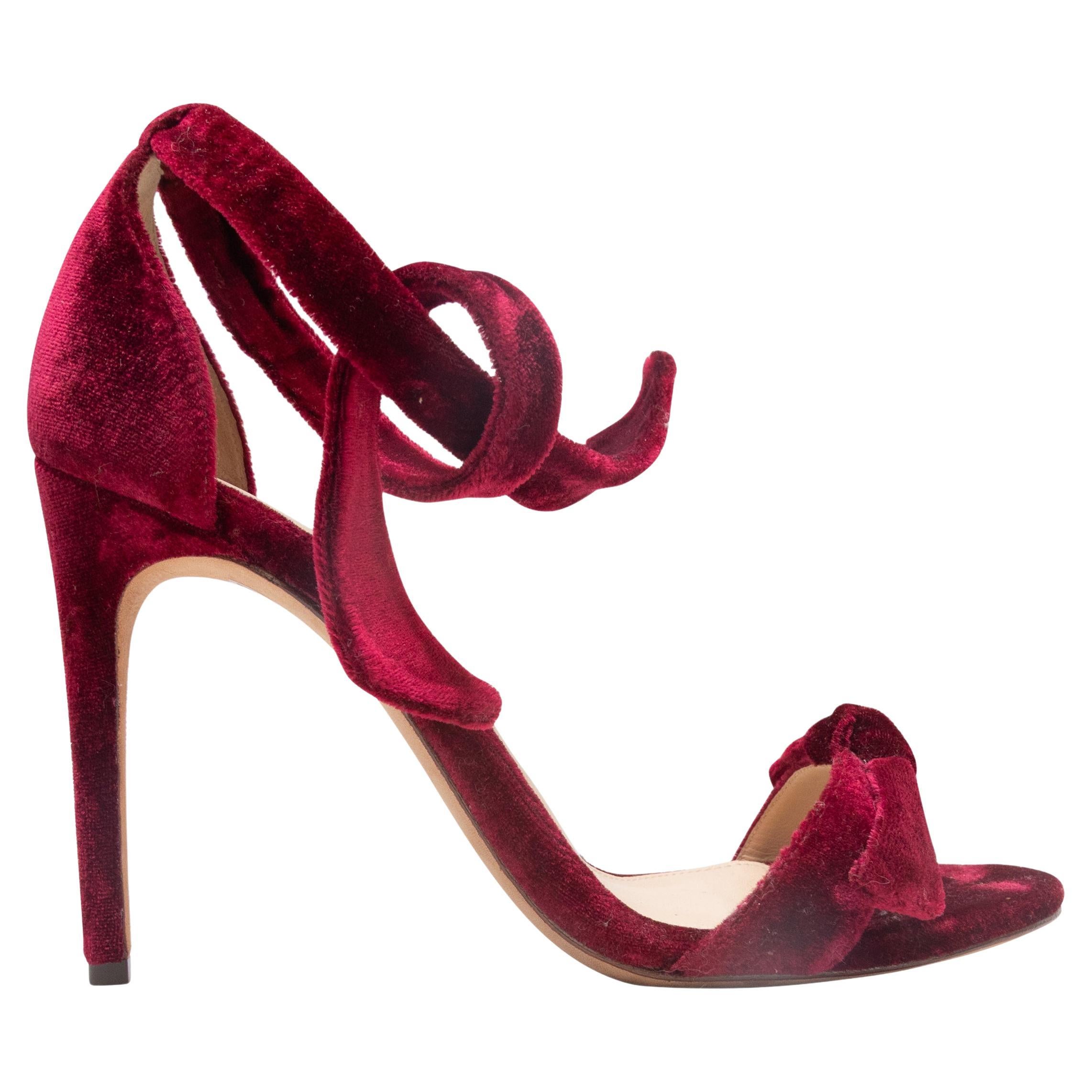 Alexandre Birman in velluto rosso, tacchi alla caviglia misura 36,5