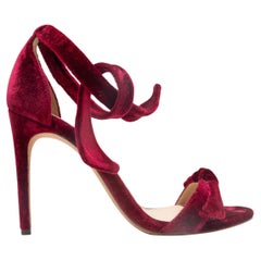 Red Alexandre Birman Velvet Ankle Tie Heels Size 36.5
