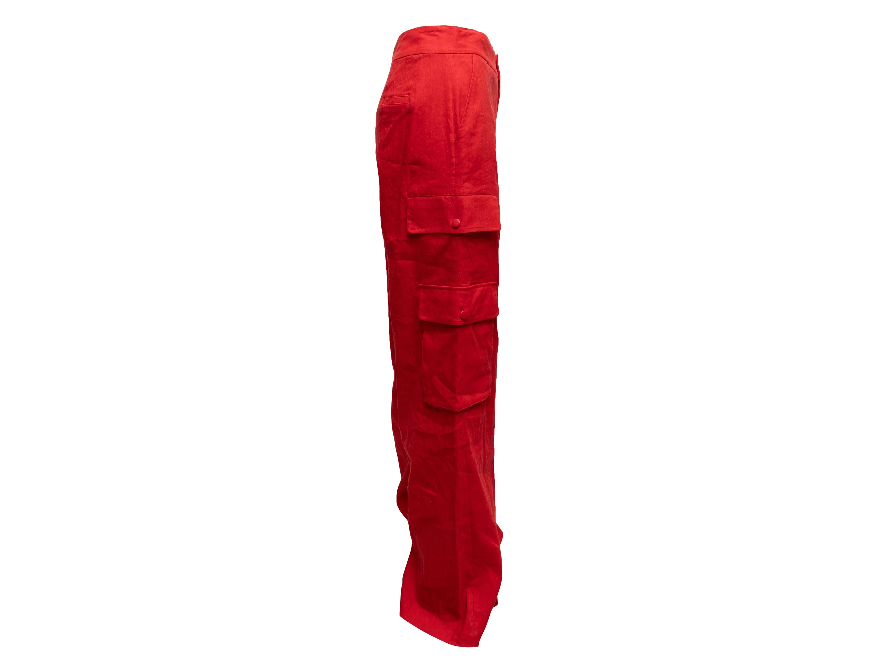 Women's Red Alice + Olivia Linen Cargo Pants Size US 8