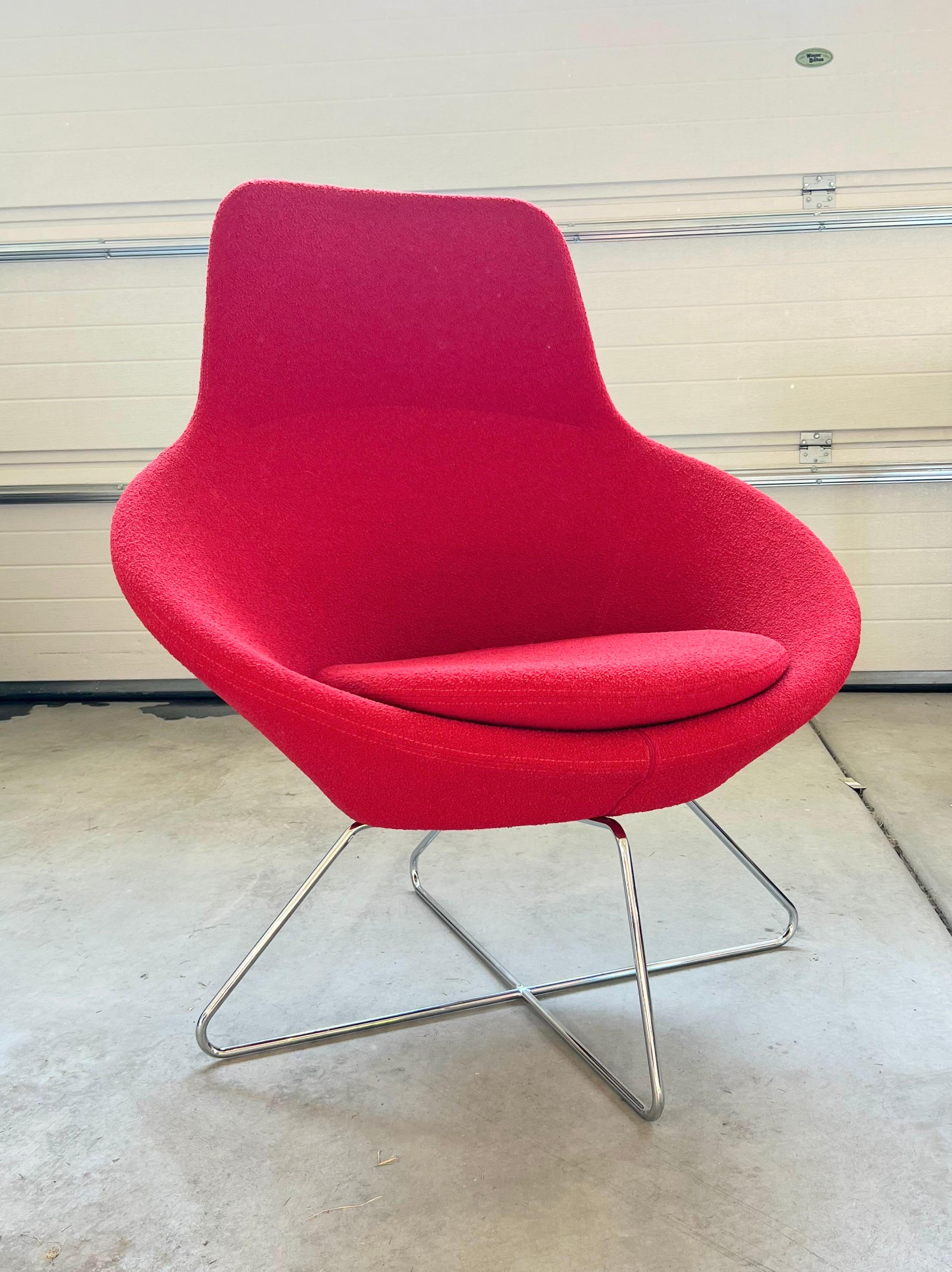 Red Allemuir Conic Lounge Accent Chair With Headrest In Excellent Condition For Sale In Draper, UT