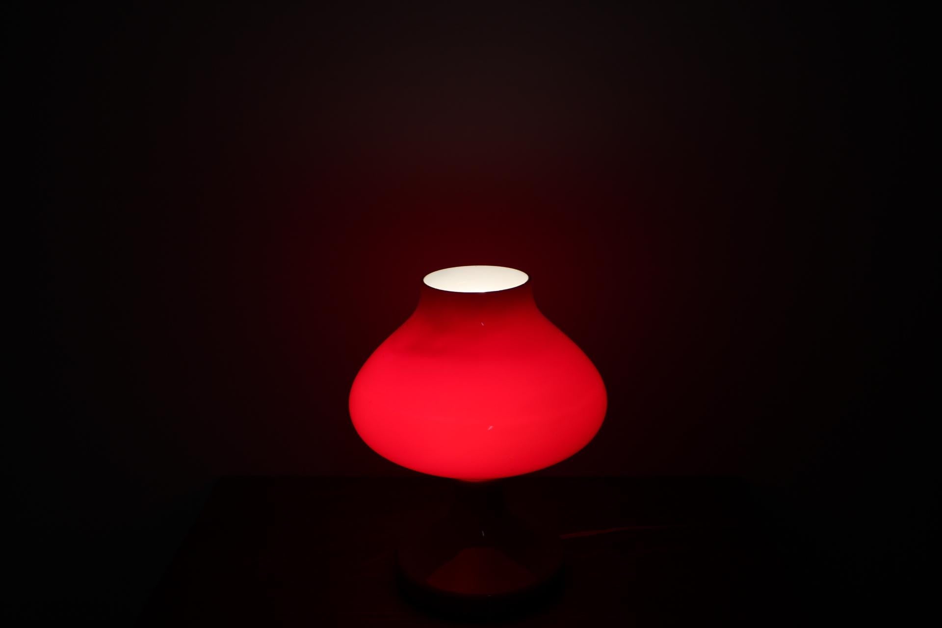 Mid-Century Modern Red Allglass Table Lamp Designed by Stefan Tabery, 1960s