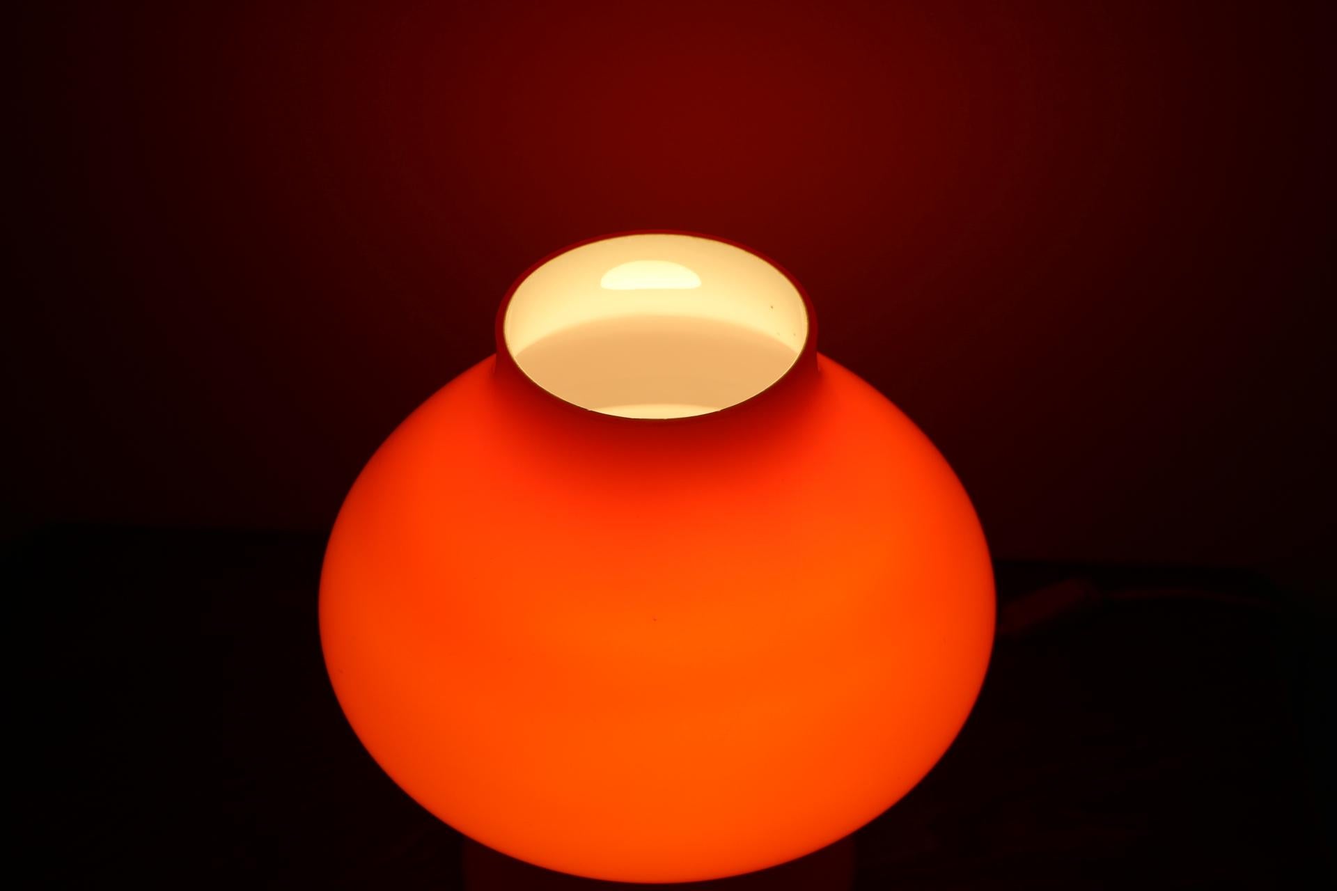 Red All Glass Table Lamp Designed by Stefan Tabery, 1960s In Good Condition In Praha, CZ