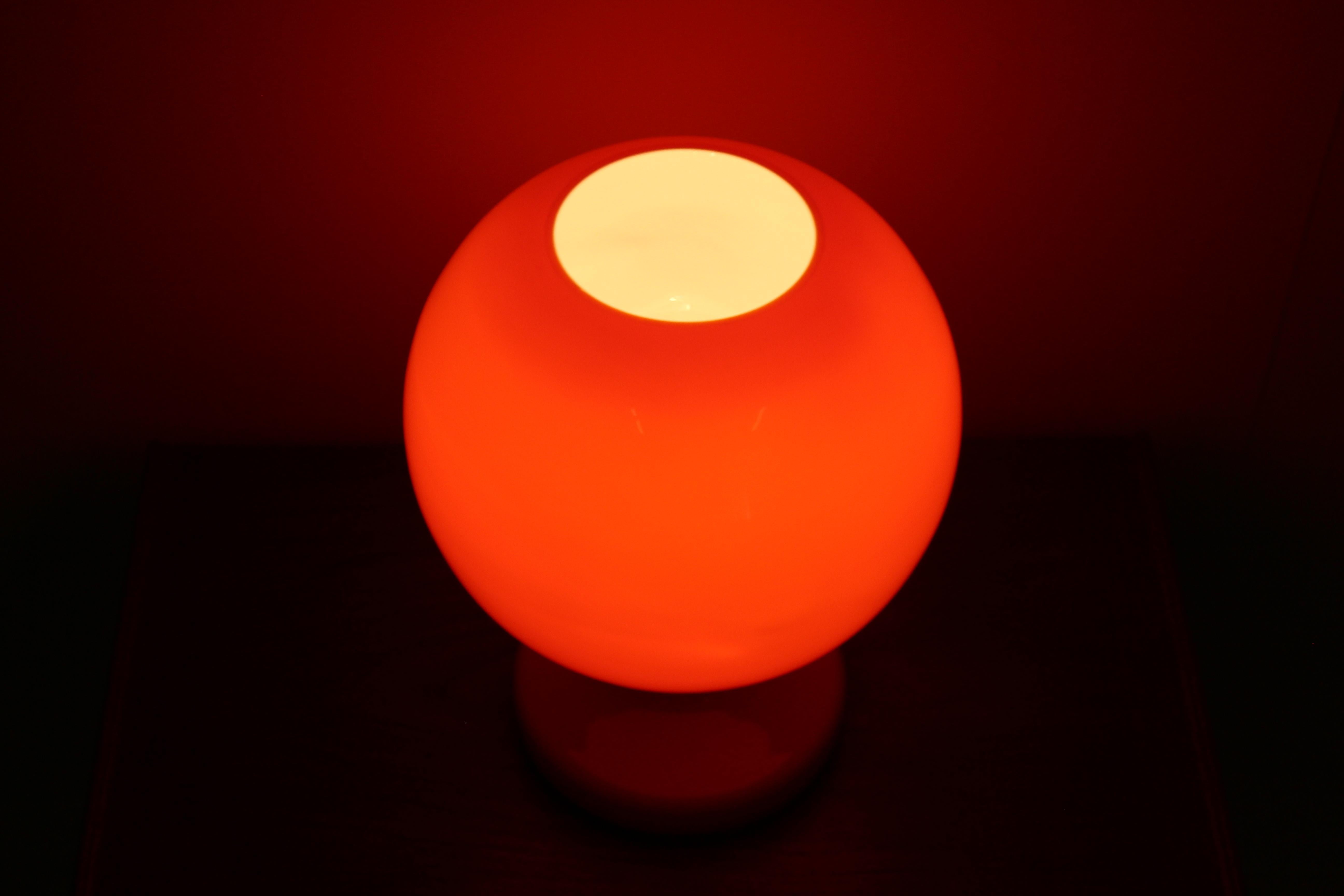 Czech Red Allglass Table Lamp Designed by Stefan Tabery, 1960s For Sale