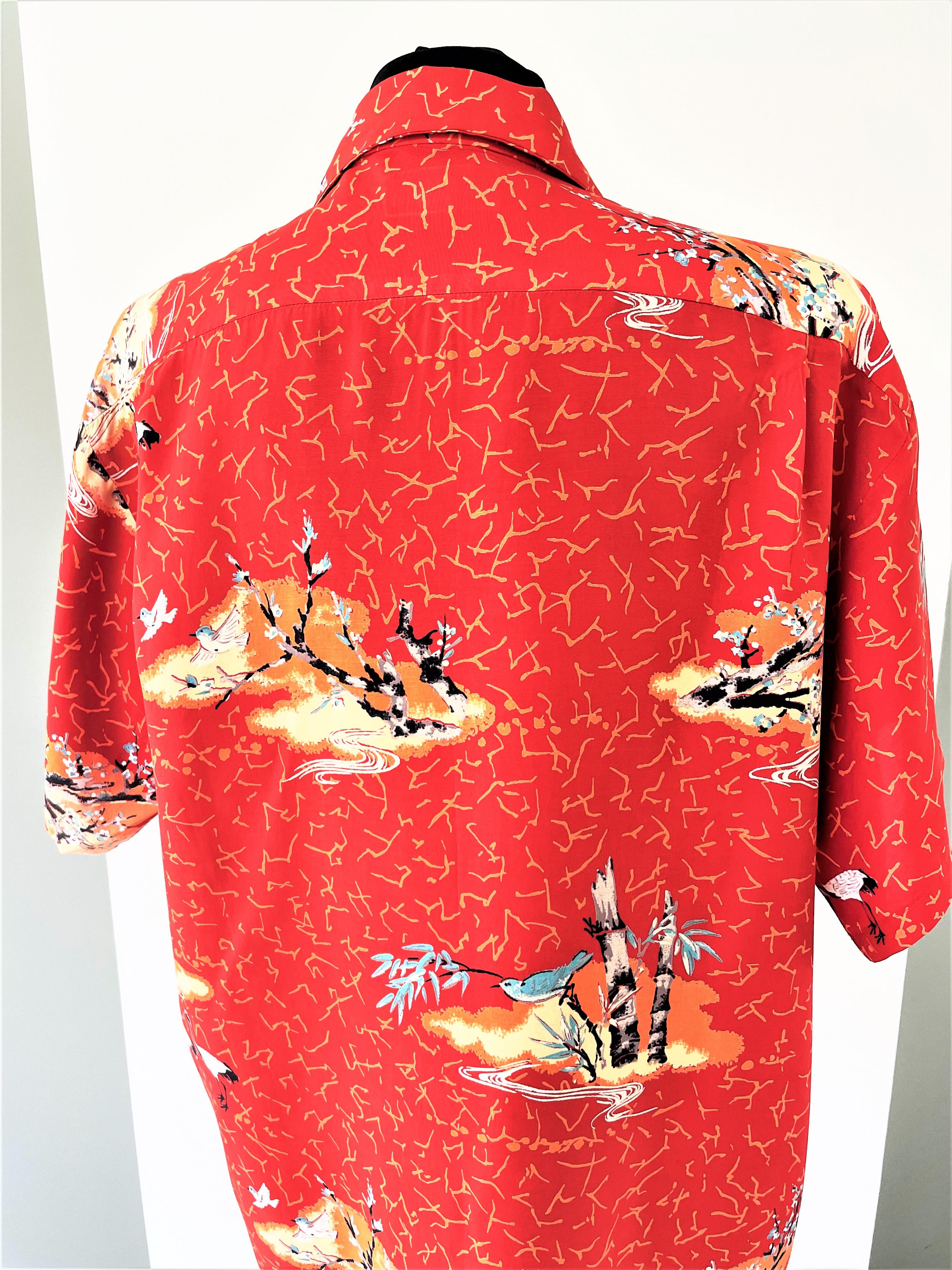 Rouge ALOHA vintage Asfield by Duke of Hollywood Co California taille 16L  en vente