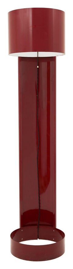 Red Aluminum Cylinder Floor Lamp
