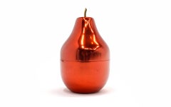 Red Aluminum Ice Bucket, Pear Shaped, by Ettore Sottsass