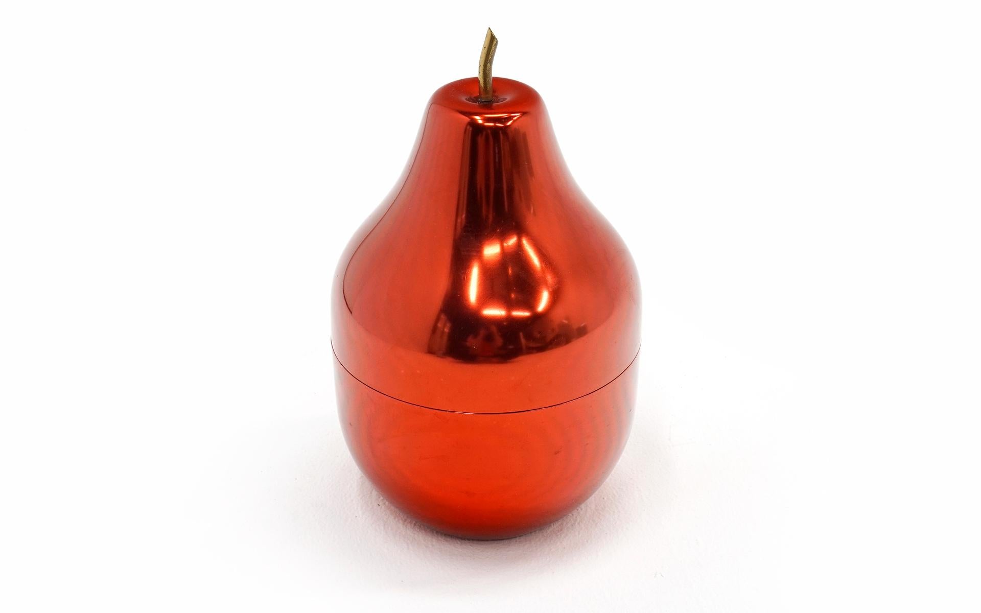Mid-Century Modern Red Aluminum Ice Bucket, Pear Shaped, by Ettore Sottsass For Sale