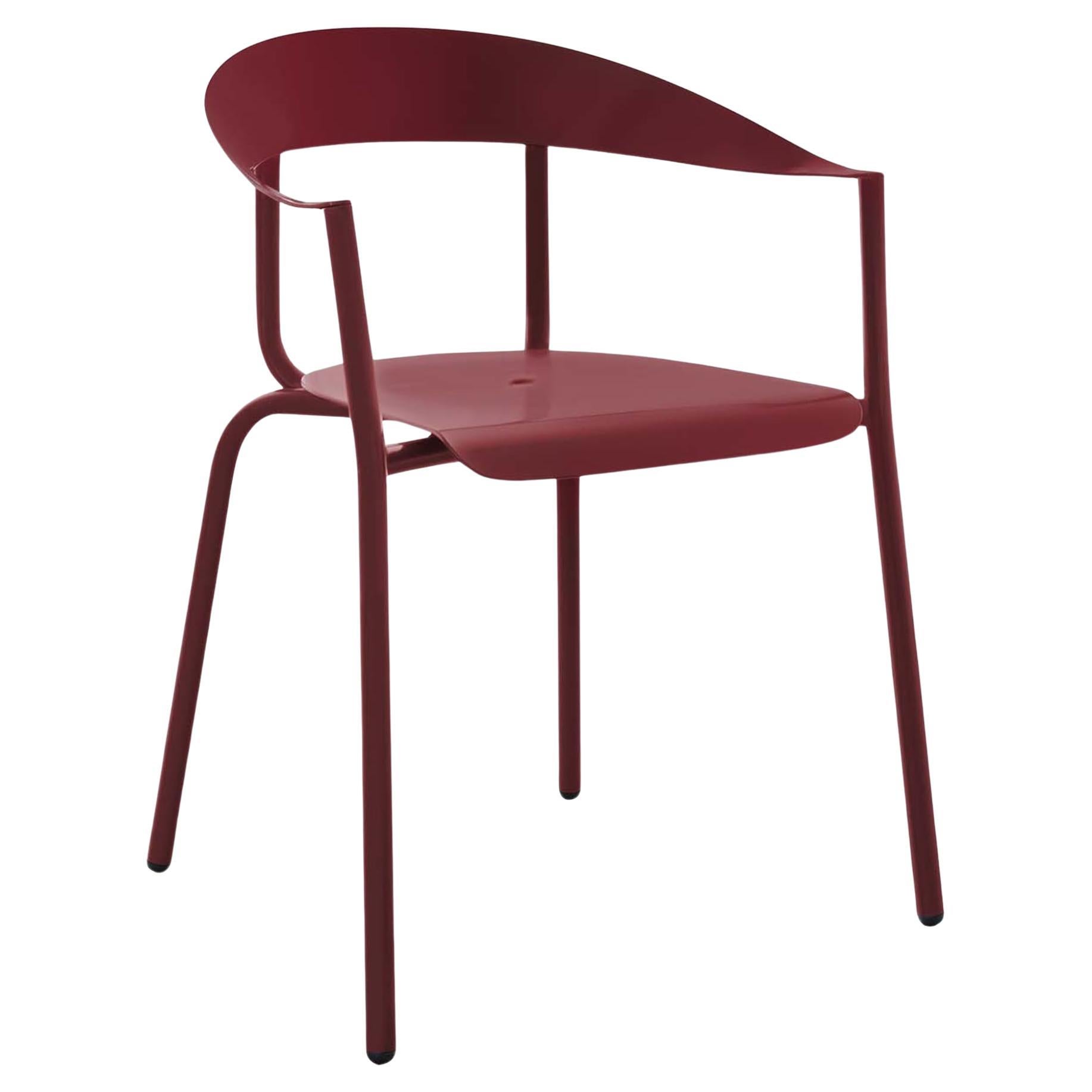 Red AluMito Chair with Armrests by Pascal Bosetti