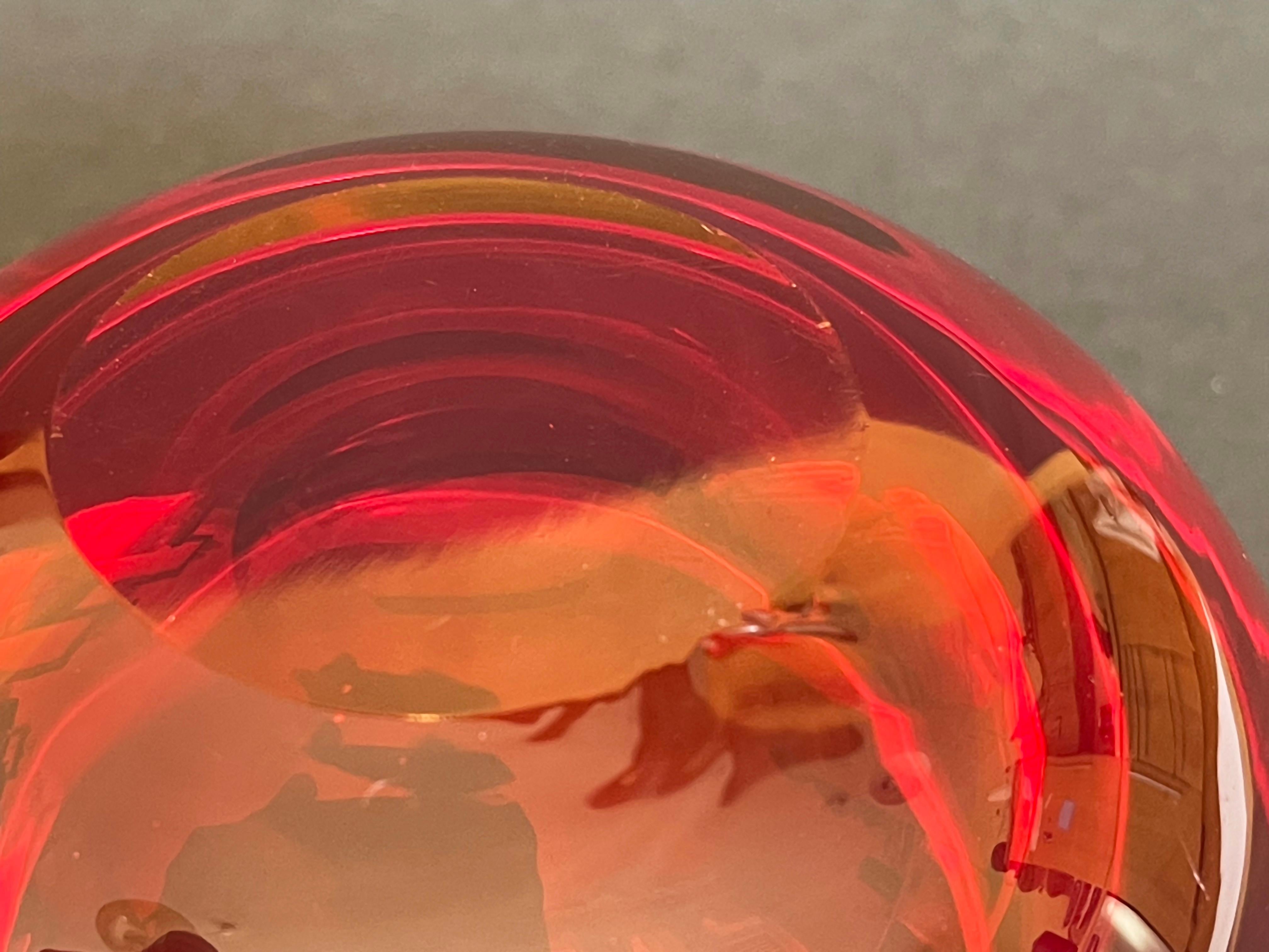 Red & Amber Chunky Murano Glas Sommerso Schale ca. 1960, Italien For Sale 2