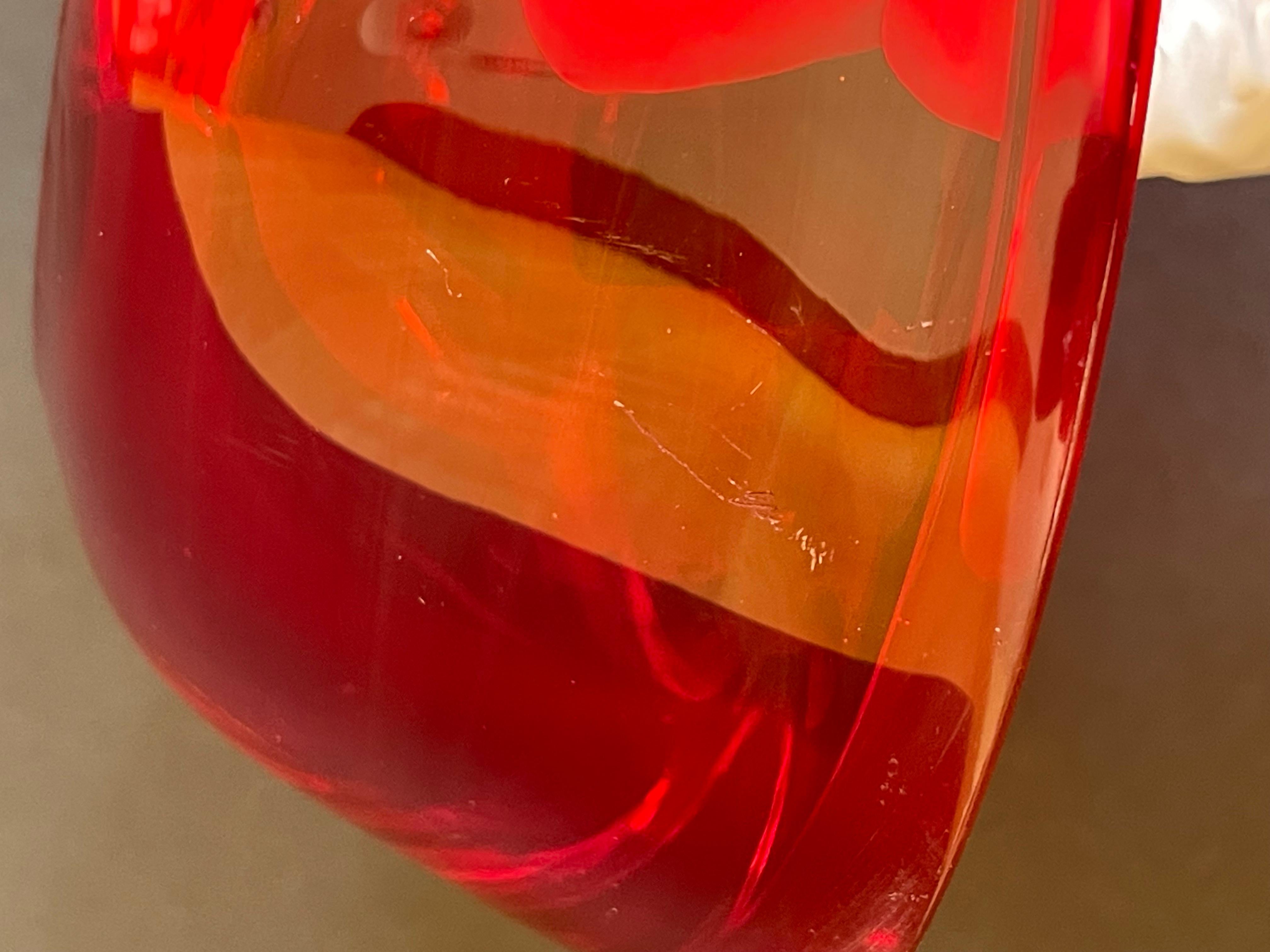 Red & Amber Chunky Murano Glas Sommerso Schale ca. 1960, Italien For Sale 5