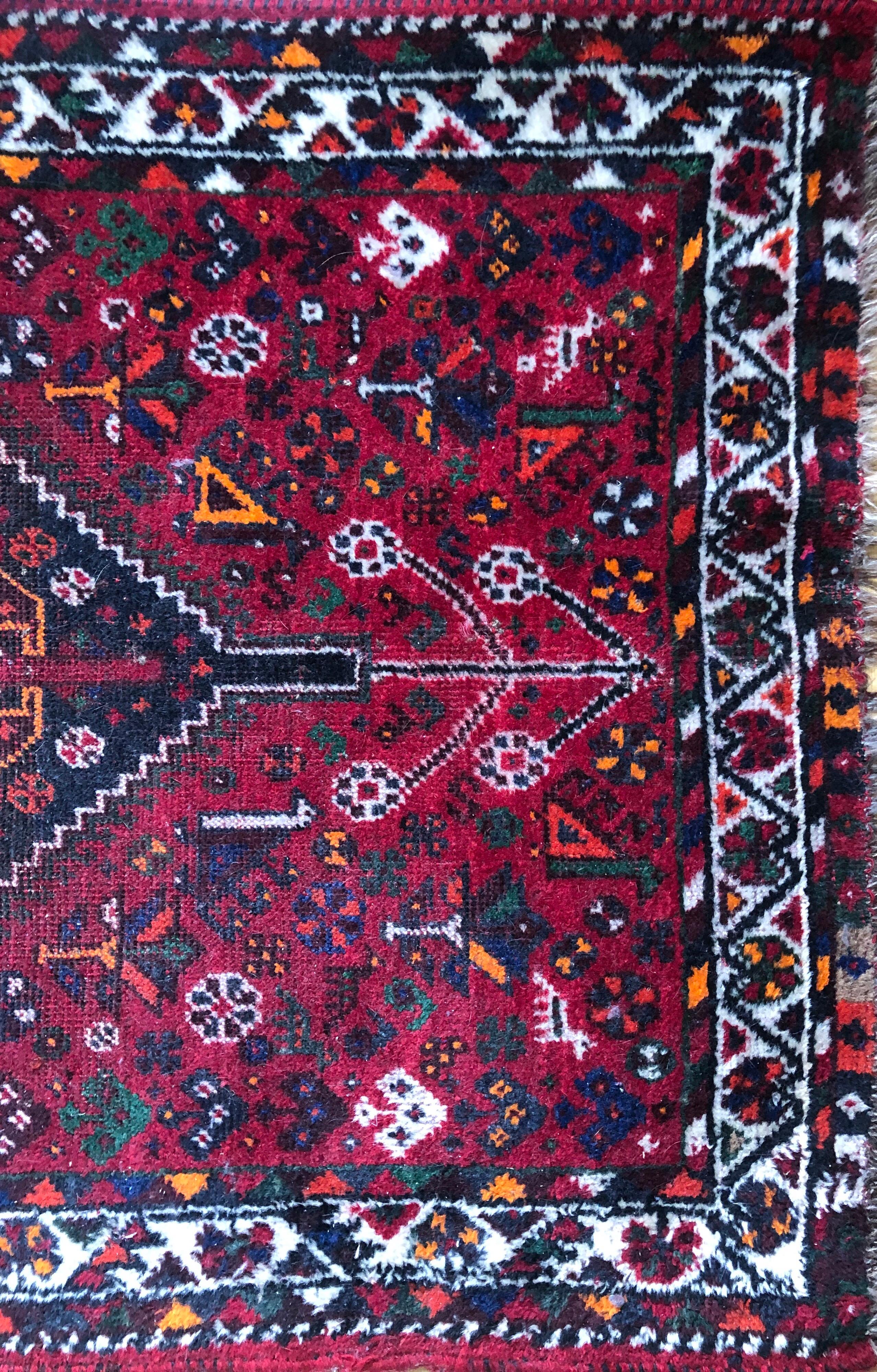 Turkish Red Anatolian Symbolic Design Authentic Dyed Wool Rug or Carpet or Kilim, Turkey