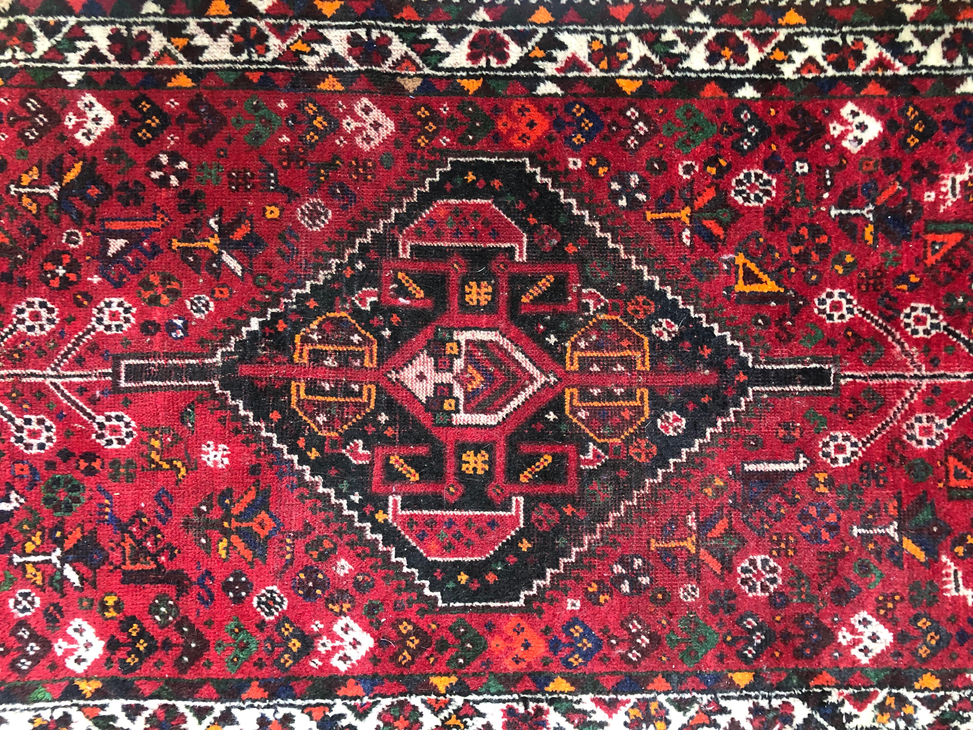 Red Anatolian Symbolic Design Authentic Dyed Wool Rug or Carpet or Kilim, Turkey In Good Condition In Sofia, BG