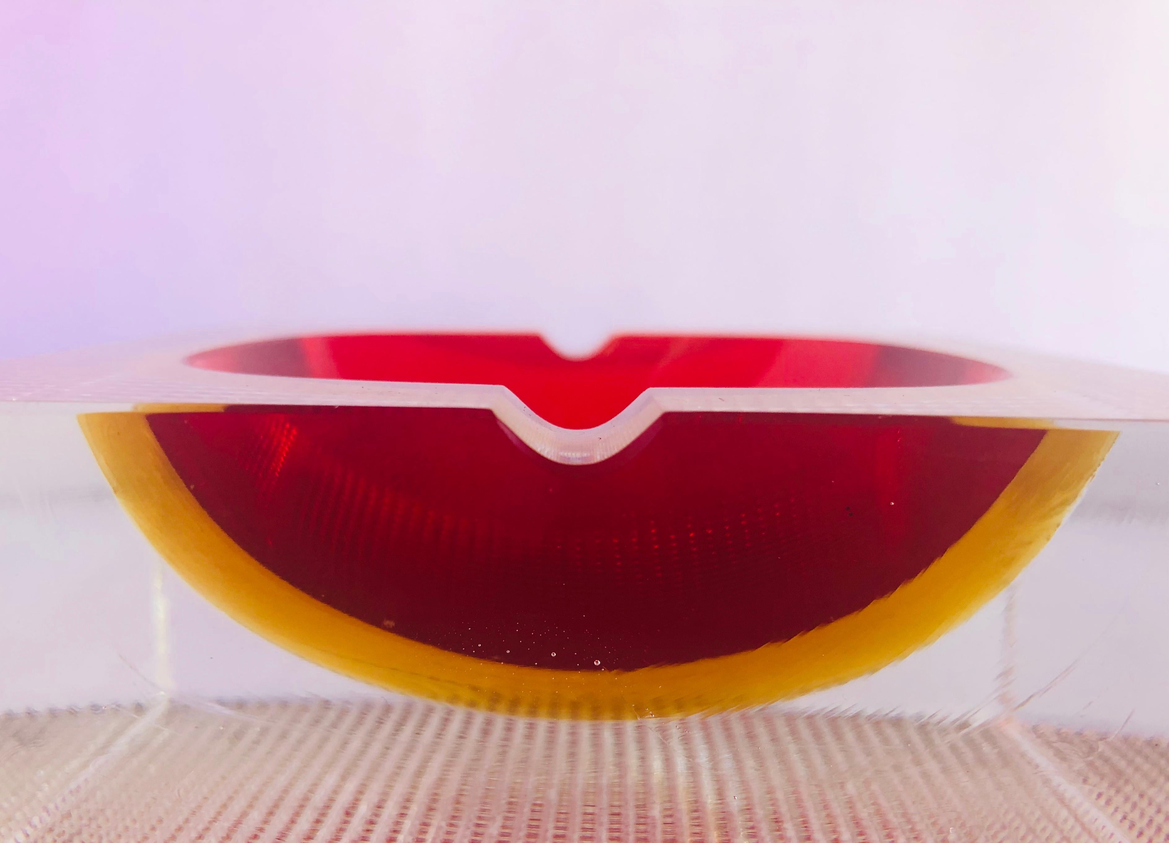 Red and Amber Murano Ashtray by Mandruzzato FINAL CLEARANCE SALE 3