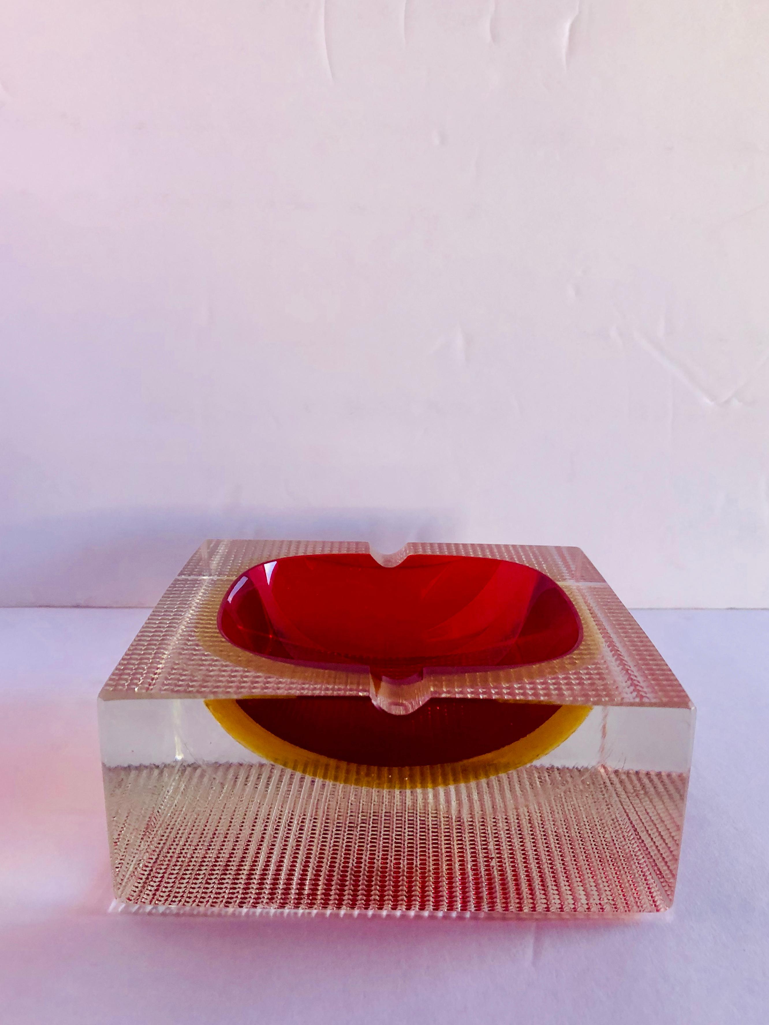 Red and Amber Murano Ashtray by Mandruzzato FINAL CLEARANCE SALE In Good Condition In Los Angeles, CA