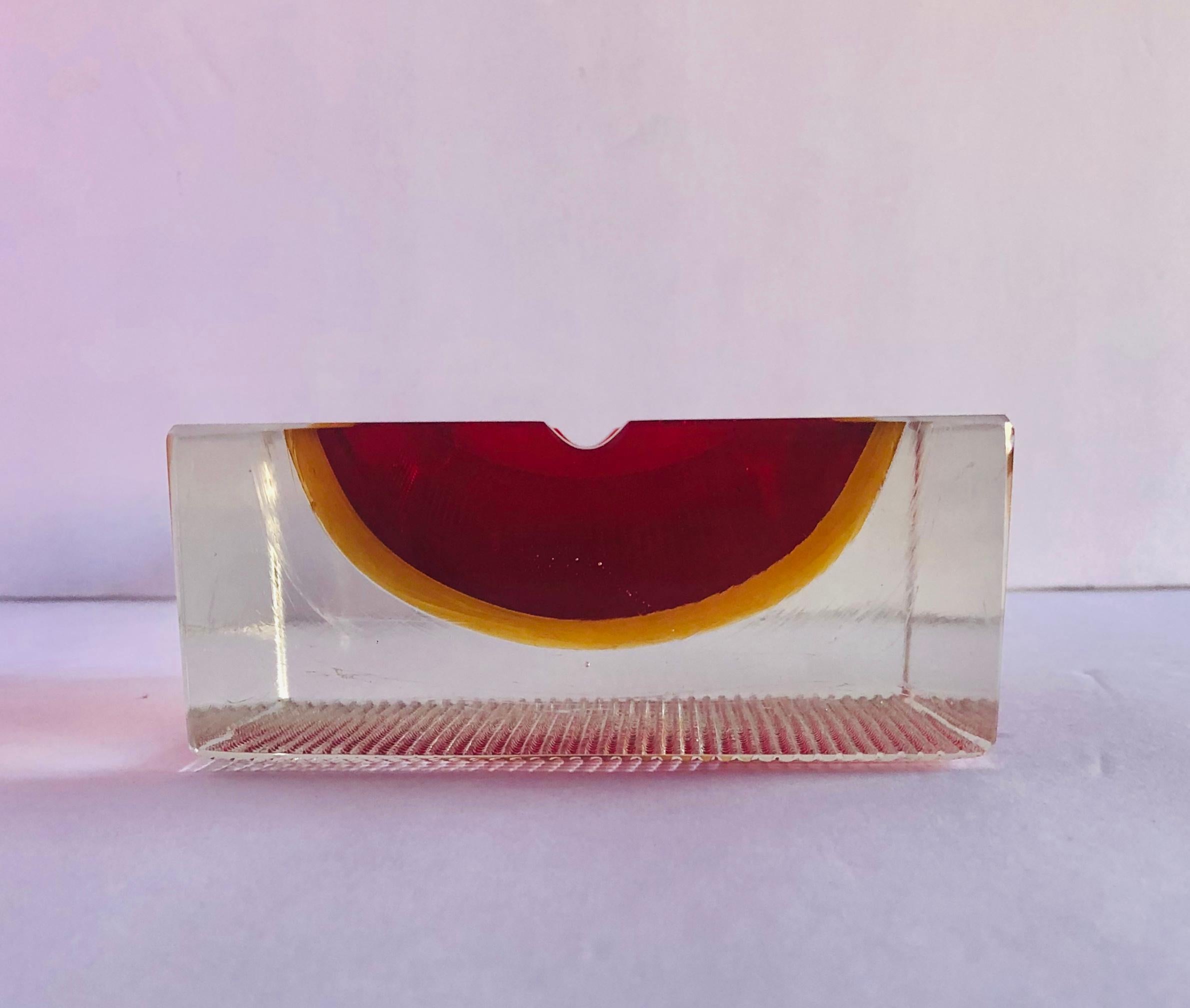 Red and Amber Murano Ashtray by Mandruzzato FINAL CLEARANCE SALE 2