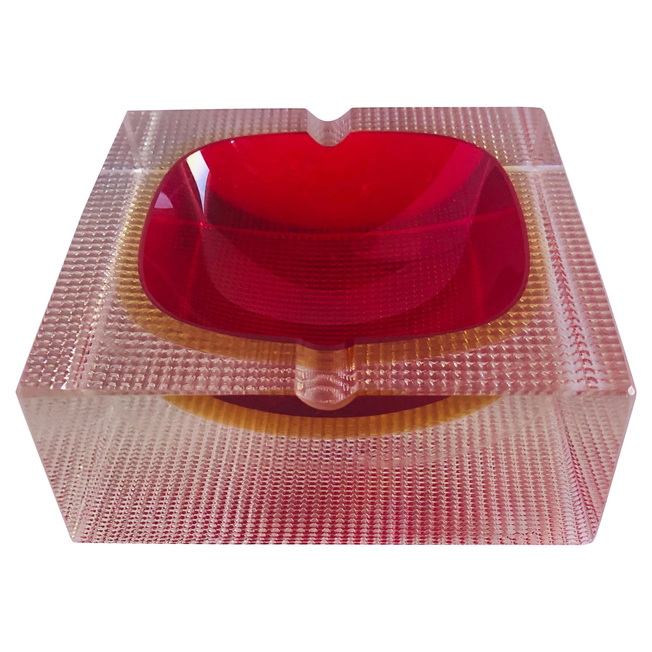 Red and Amber Murano Ashtray by Mandruzzato FINAL CLEARANCE SALE