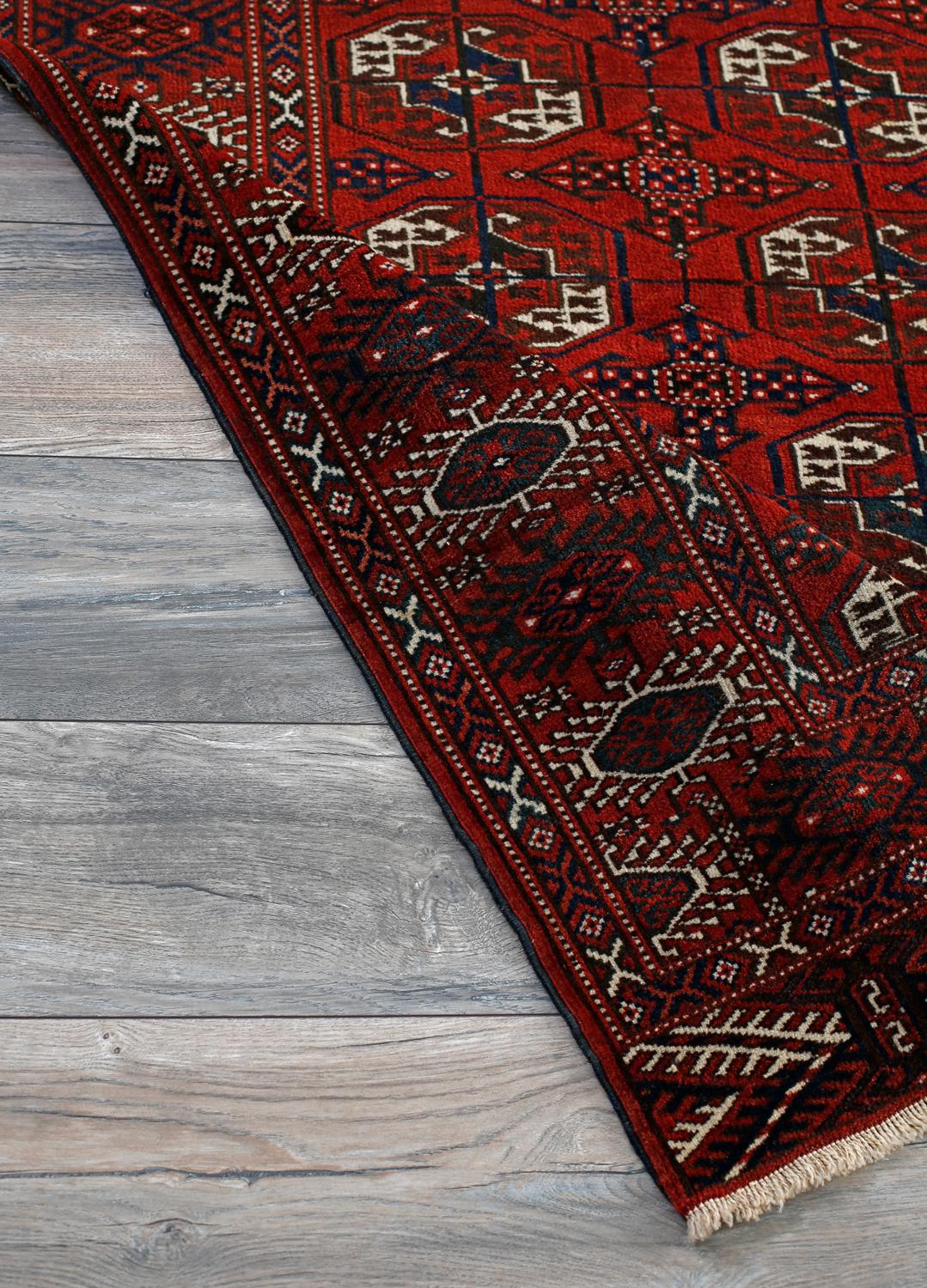 Hand-Knotted Red and Beige Handmade Wool Turkish Old Anatolian Konya Distressed Rug For Sale