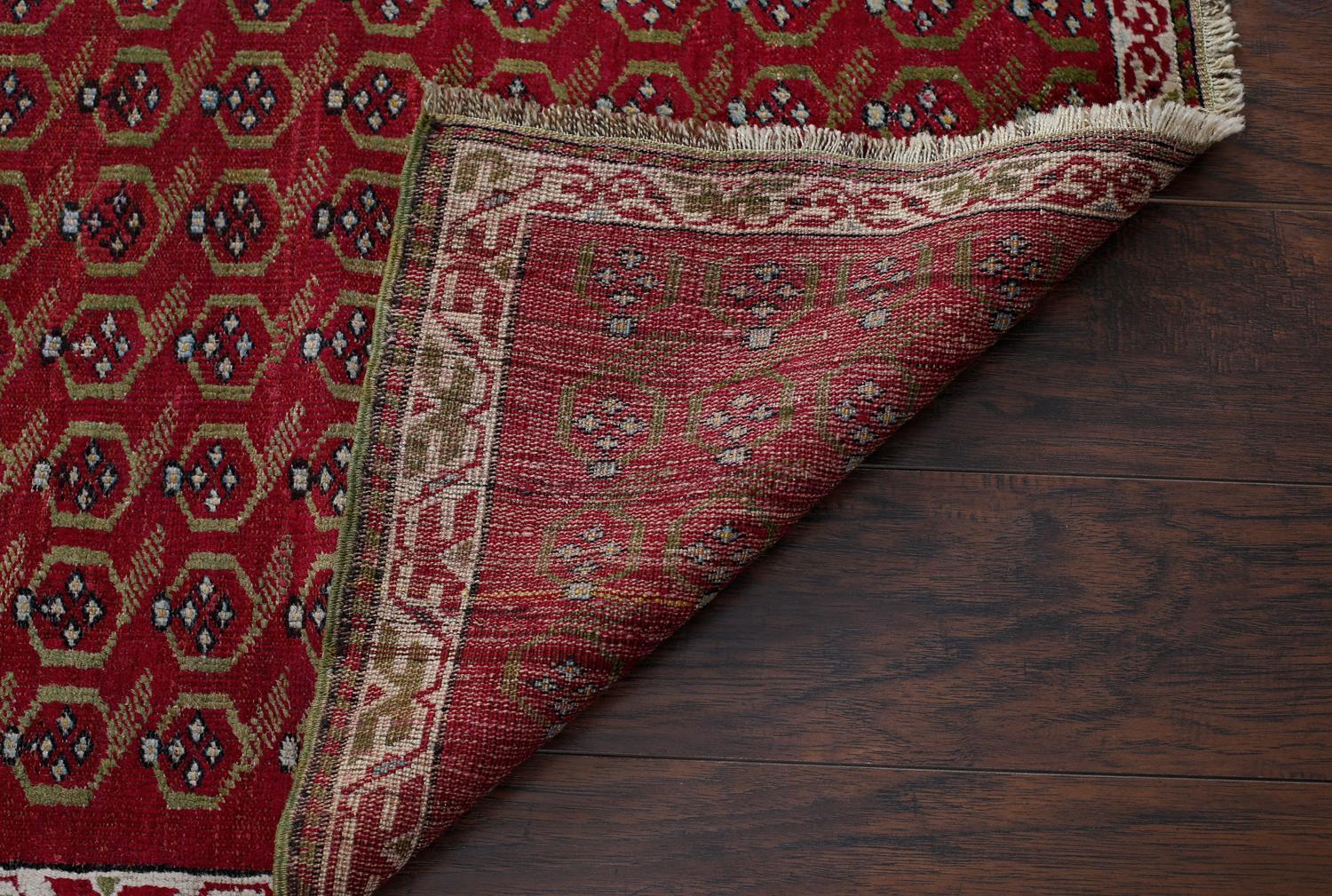 Red and Beige Handmade Wool Turkish Old Anatolian Konya Distressed Rug In Excellent Condition For Sale In North Bergen, NJ