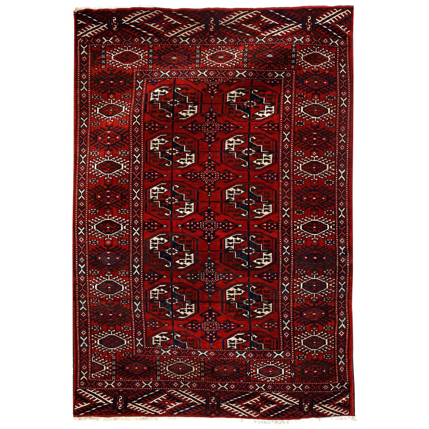 Red and Beige Handmade Wool Turkish Old Anatolian Konya Distressed Rug For Sale