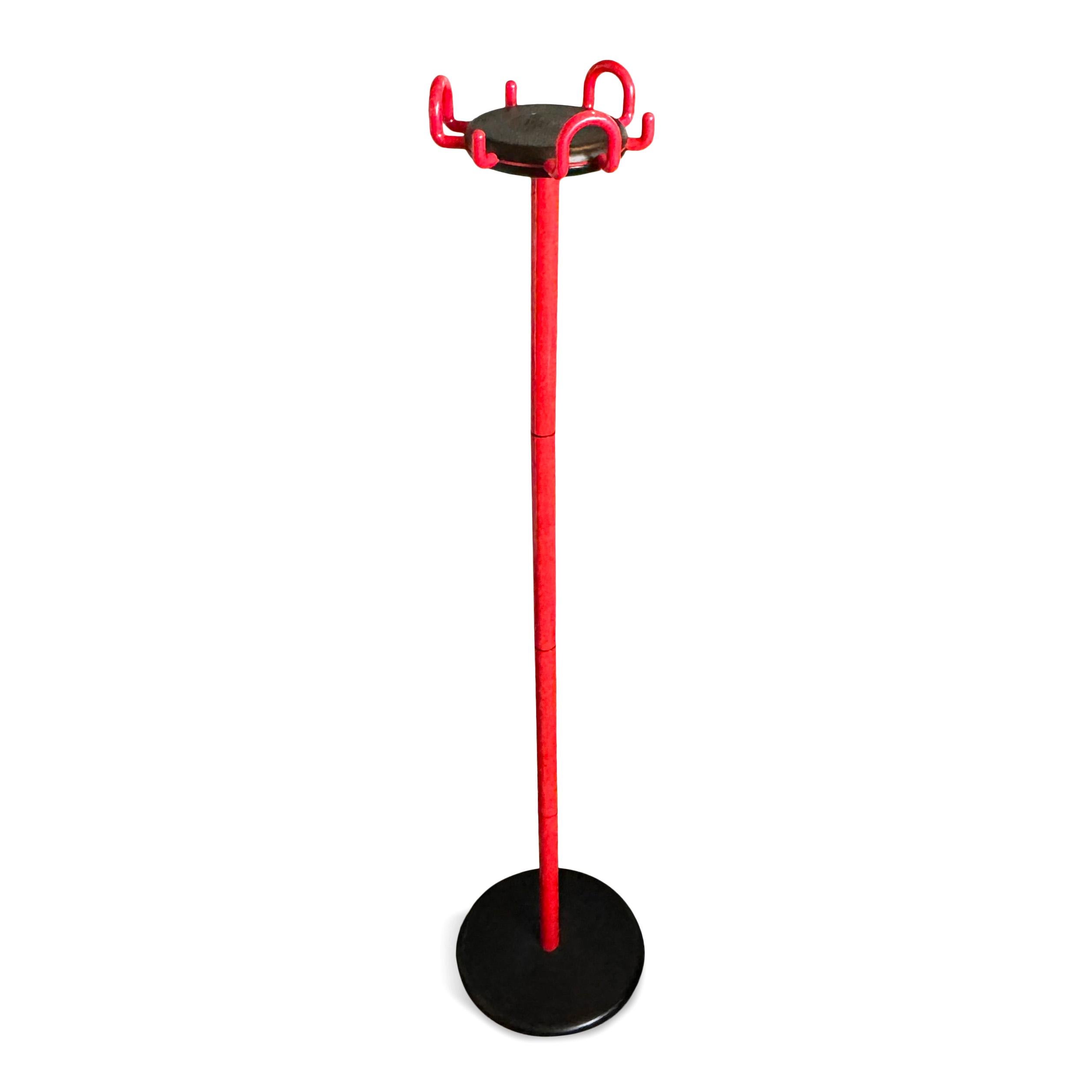 Red and Black Aiuto Coat Rack by Barberi and Marianelli for Rexite In Good Condition In Brooklyn, NY