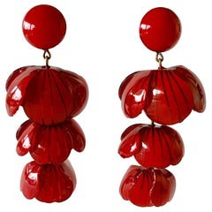 Red and Black Architectural Statement Earrings