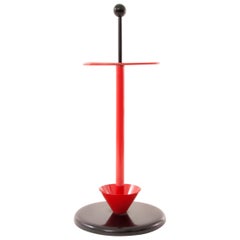 Vintage Red and Black Castiglioni Memphis Style Umbrella Stand, Italy, 1980s