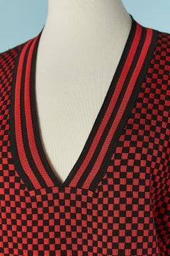 Red and black check pattern sweater ALAIA