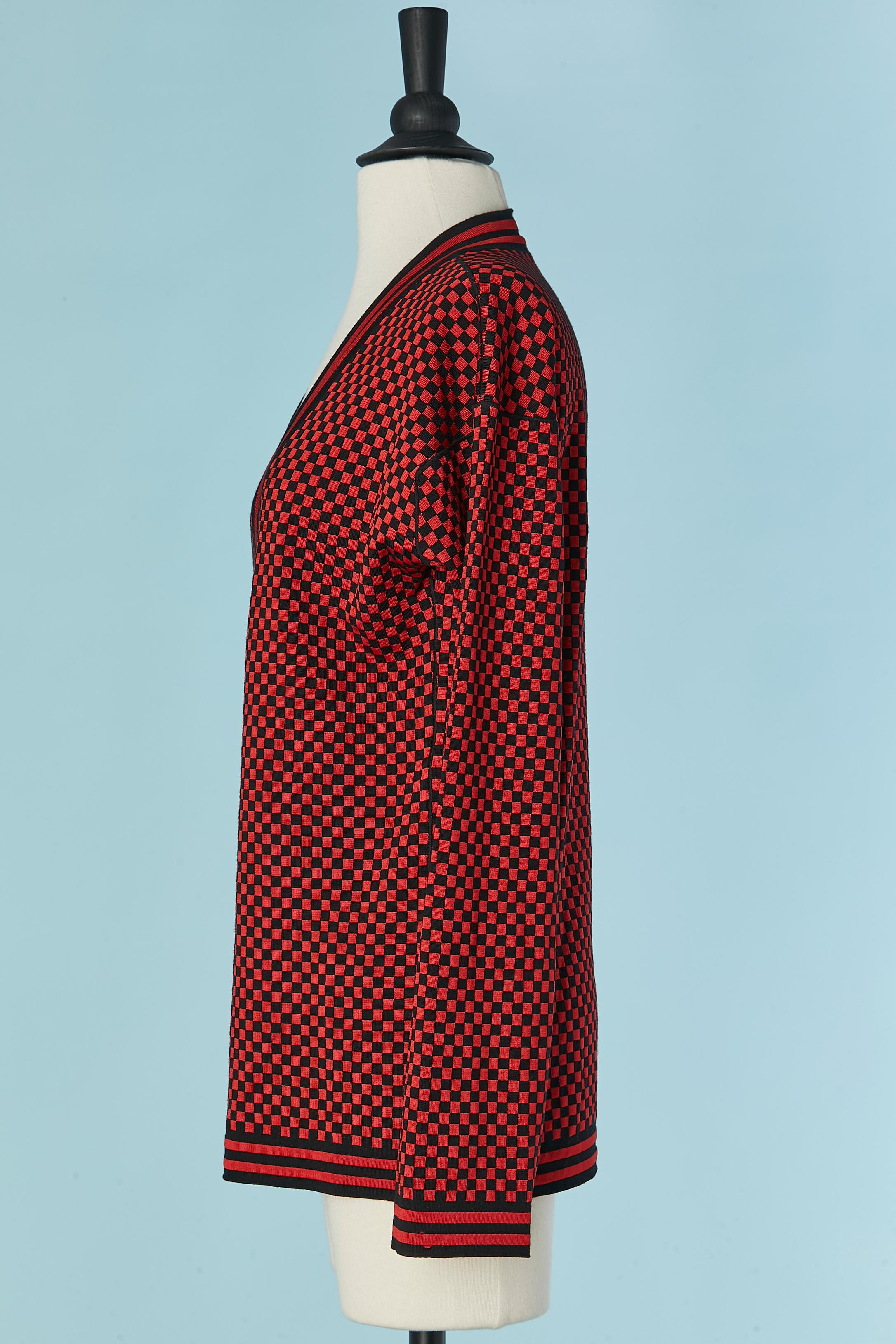 Rot-schwarzer Pullover mit Karomuster ALAIA im Zustand „Hervorragend“ im Angebot in Saint-Ouen-Sur-Seine, FR