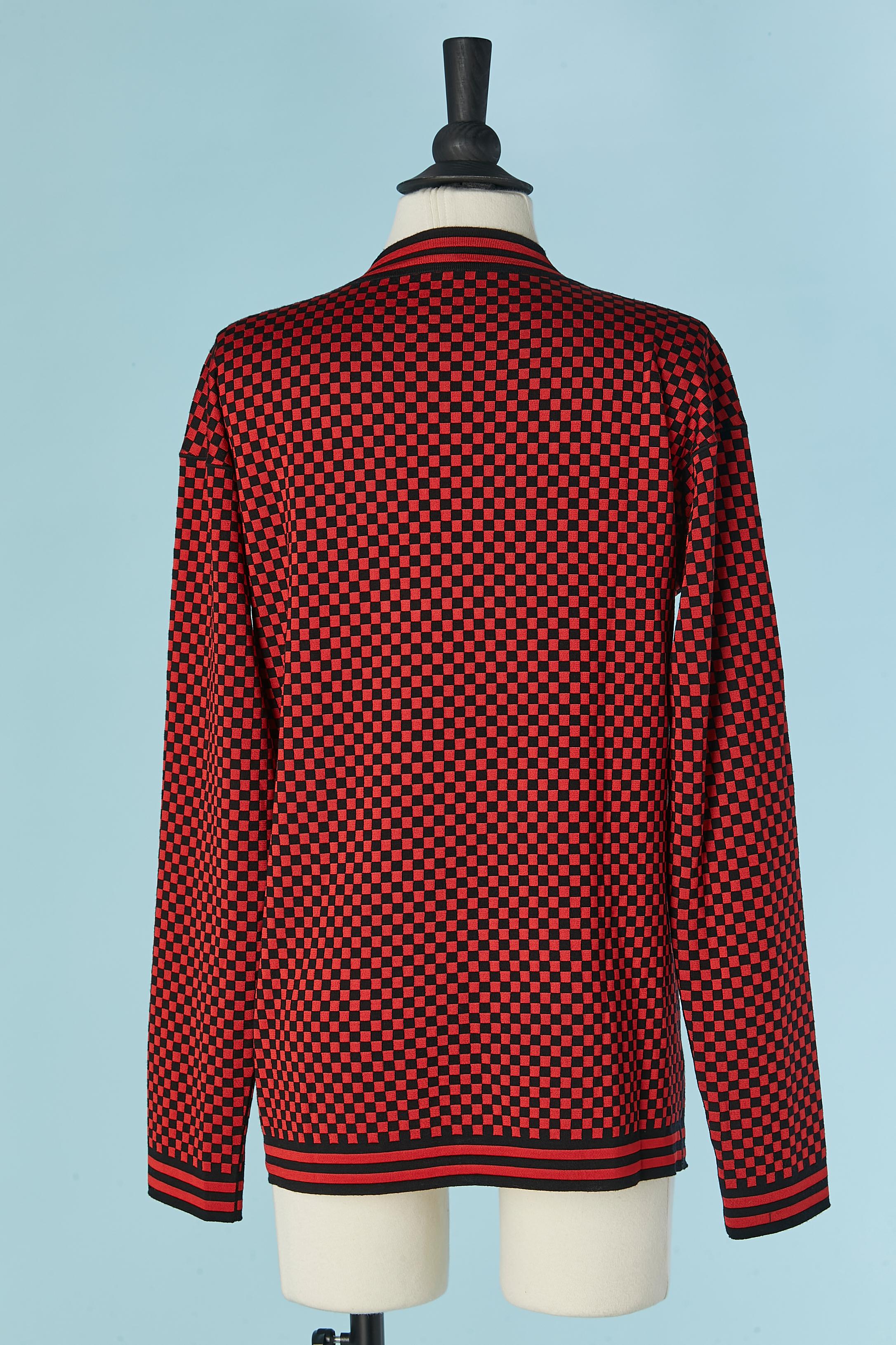 Rot-schwarzer Pullover mit Karomuster ALAIA für Damen oder Herren im Angebot