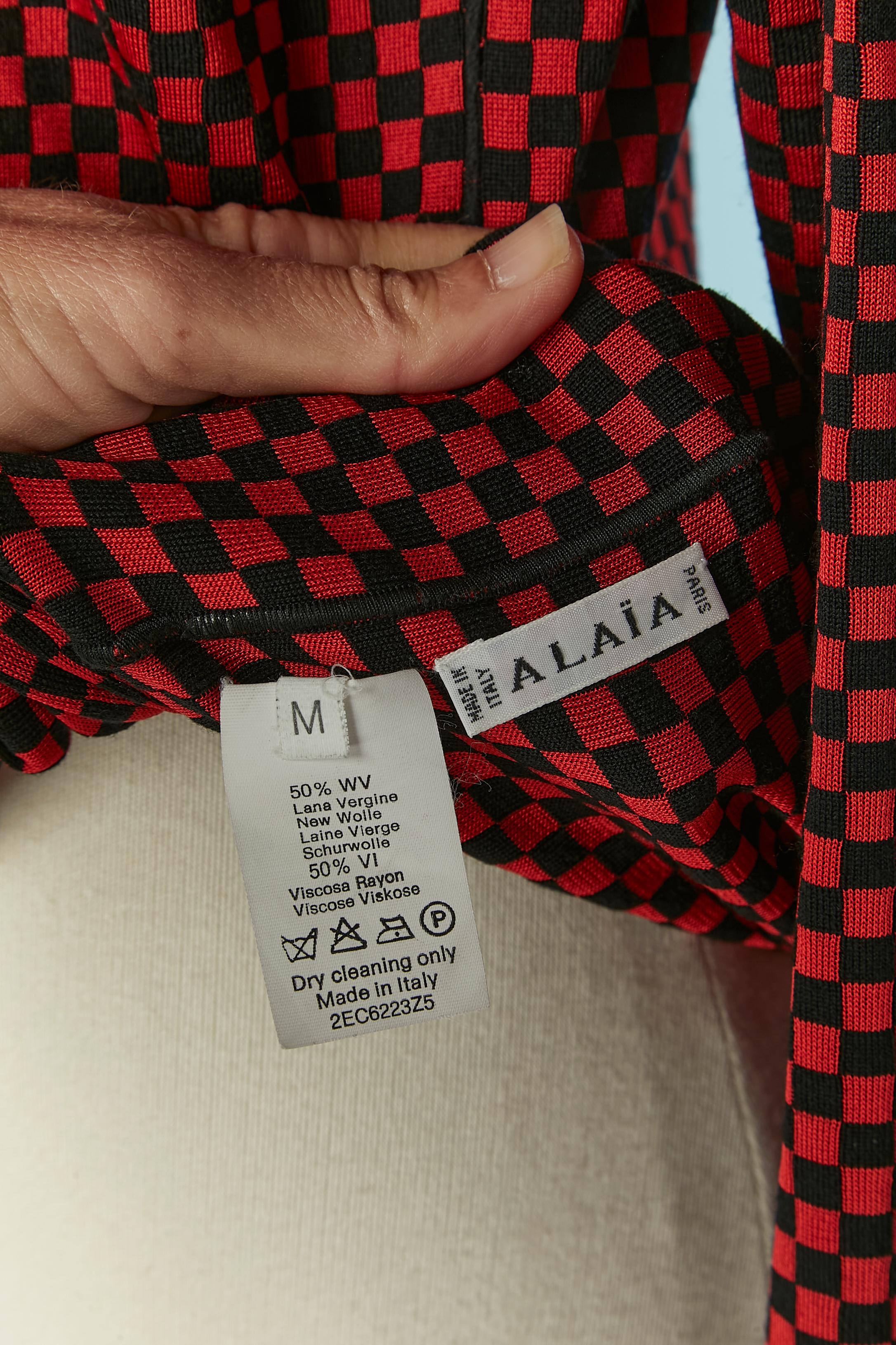 Rot-schwarzer Pullover mit Karomuster ALAIA im Angebot 1