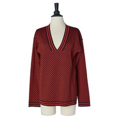 Red and black check pattern sweater ALAIA