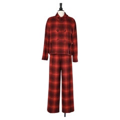 Red and black check wool trouser- suit ensemble Sonia Rykiel