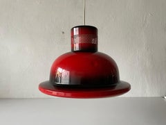 Red and Black Enameled Metal Danish Pendant Lamp, 1970s, Denmark