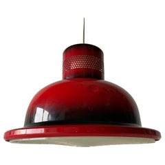 Red and Black Enameled Metal Danish Pendant Lamp, 1970s, Denmark