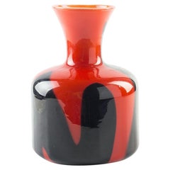 Vintage Red and Black Glass Vase, Northern Europe, 1980s