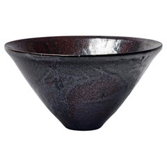 Tazza in ceramica smaltata rossa e nera di Robert Deblander, circa 1990.