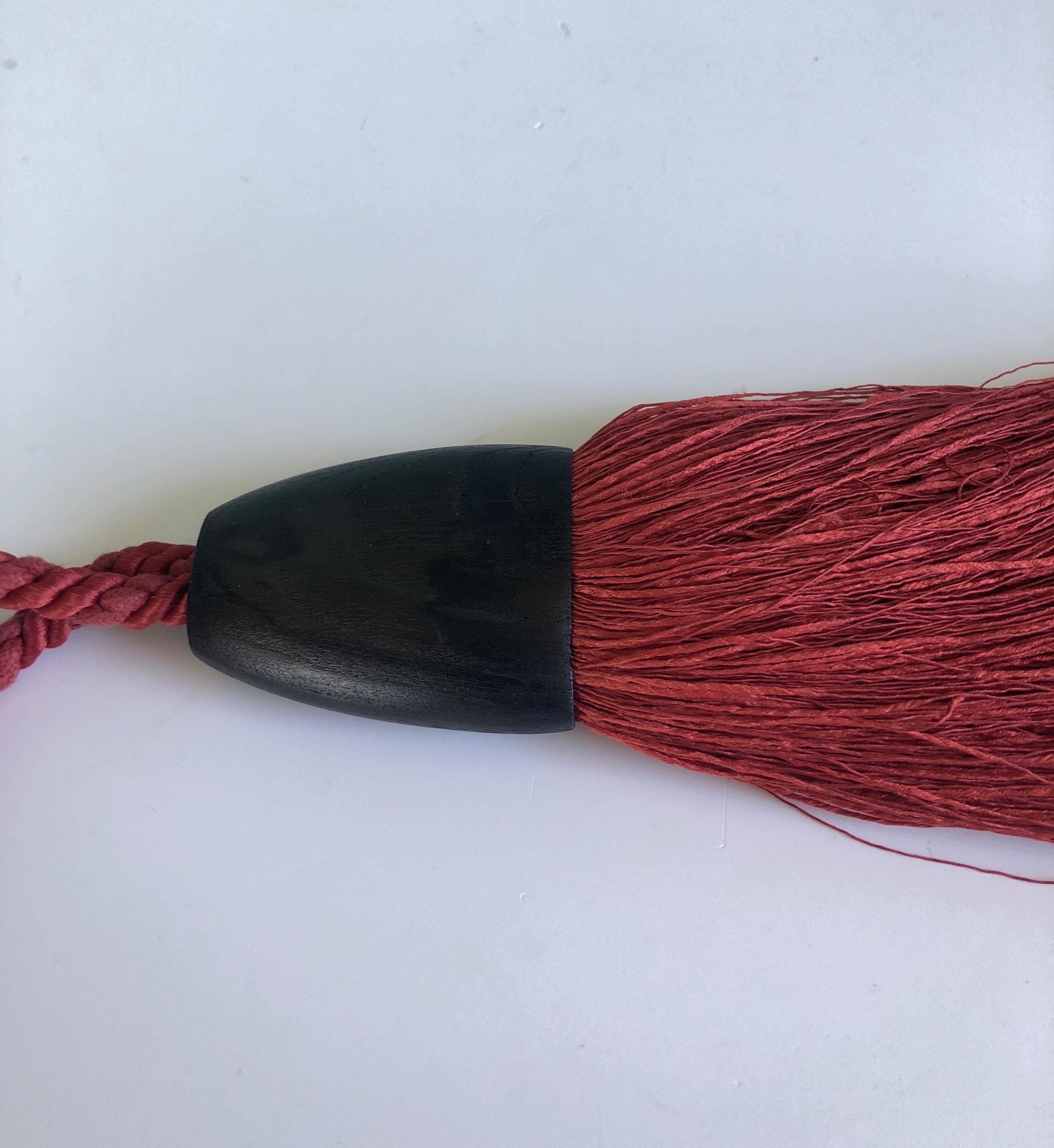 Hand-Crafted Red and Black Houles Paris Curtain Tassel Tieback