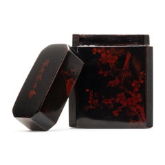 Red-and-Black Lacquer Chinese Travel Tea Box, c. 1940