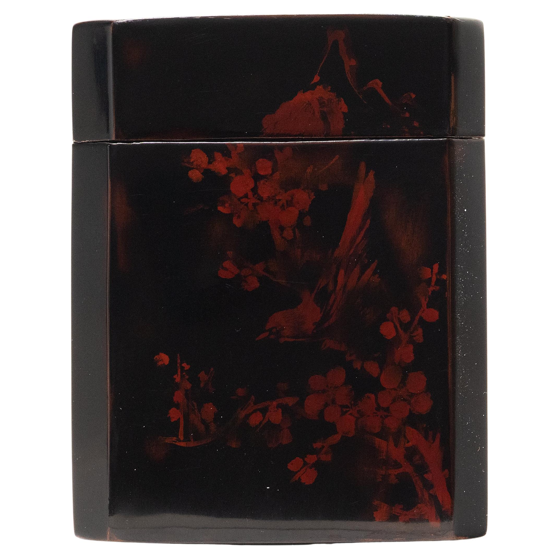 Red-and-Black Lacquer Chinese Travel Tea Box, c. 1940