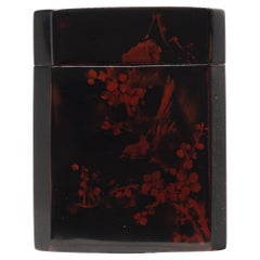 Used Red-and-Black Lacquer Chinese Travel Tea Box, c. 1940