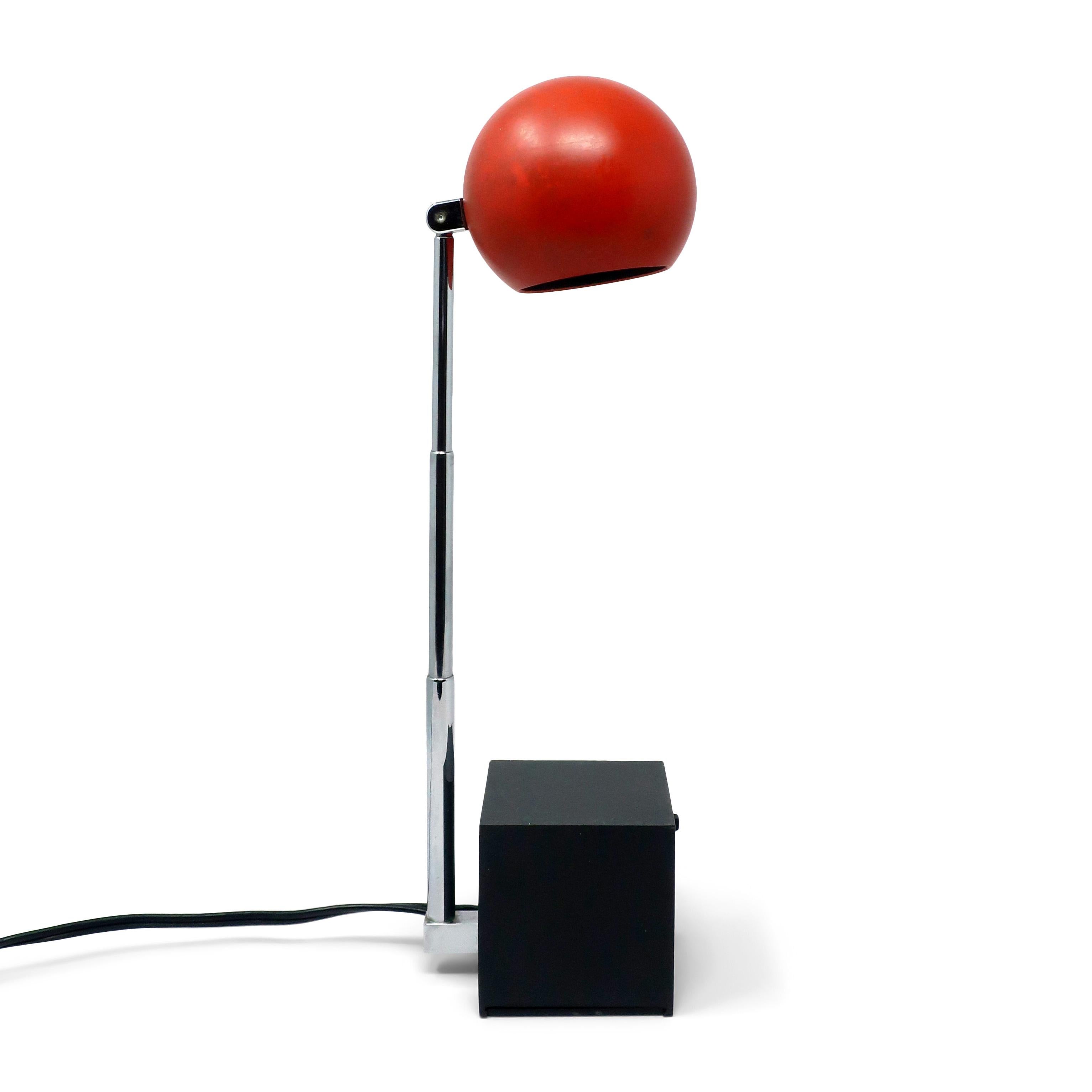 Mid-Century Modern Red and Black Lytegem Desk Lamp by Michael Lax for Lightolier
