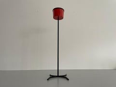 Red and Black Metal Floor Ashtray with Arc Foots, 1970s, Italy