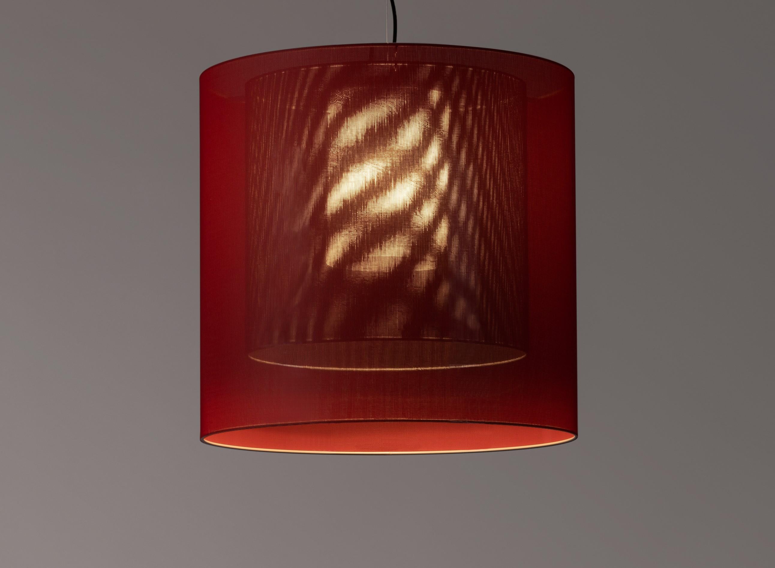 Modern Red and Black Moaré Lm Pendant Lamp by Antoni Arola For Sale