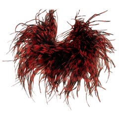 Red and Black Ostrich Feather Short Boa or Collar